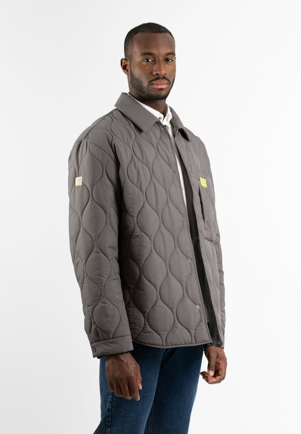 Charcoal Quilted Parka with Cables