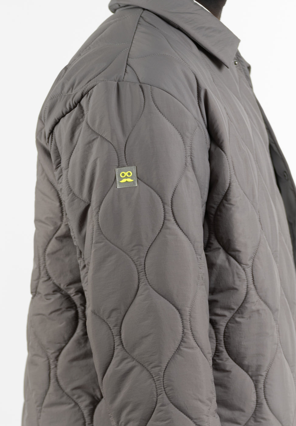 Charcoal Quilted Parka with Cables