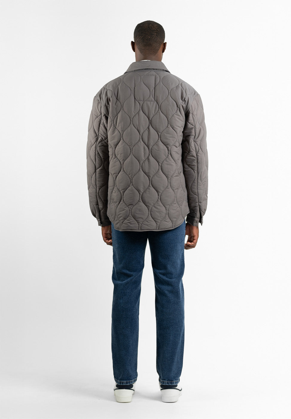 Charcoal Quilted Parka with Cables