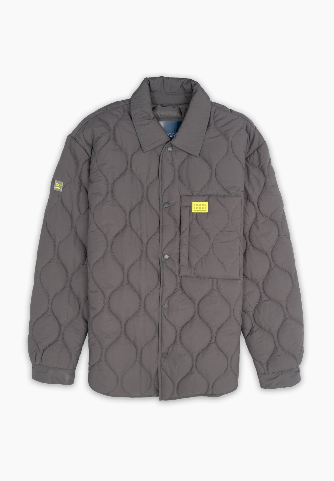 Charcoal Quilted Parka with Cables