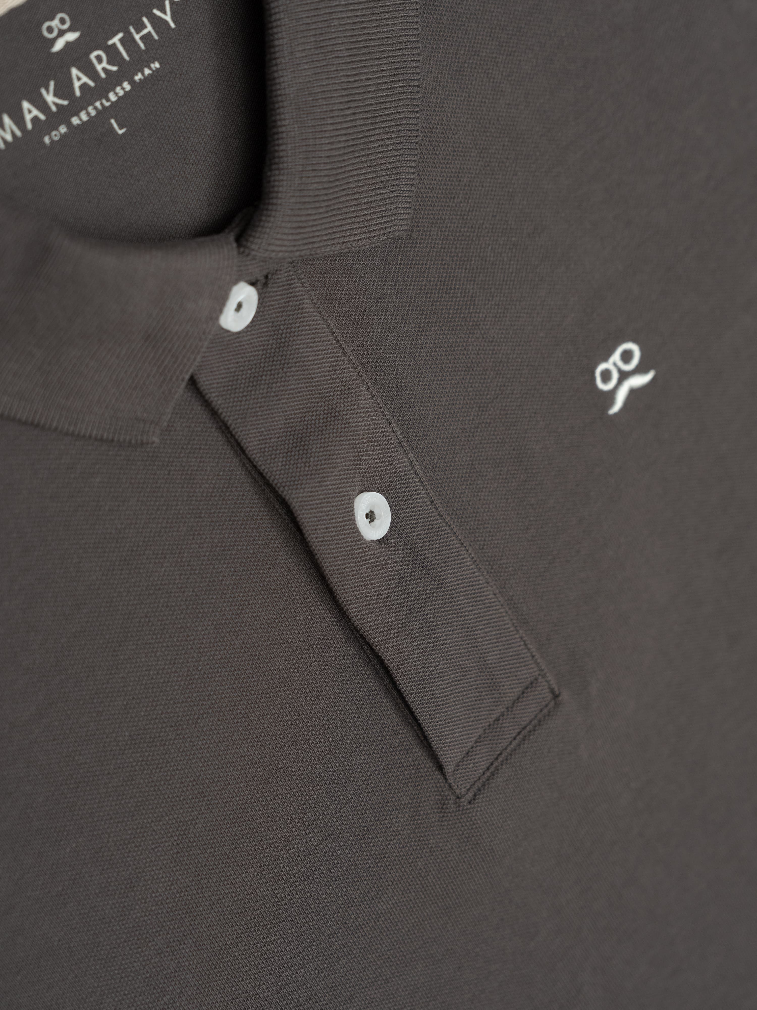 Men's Classic Short Sleeve Polo Shirt Restless Soft Charcoal