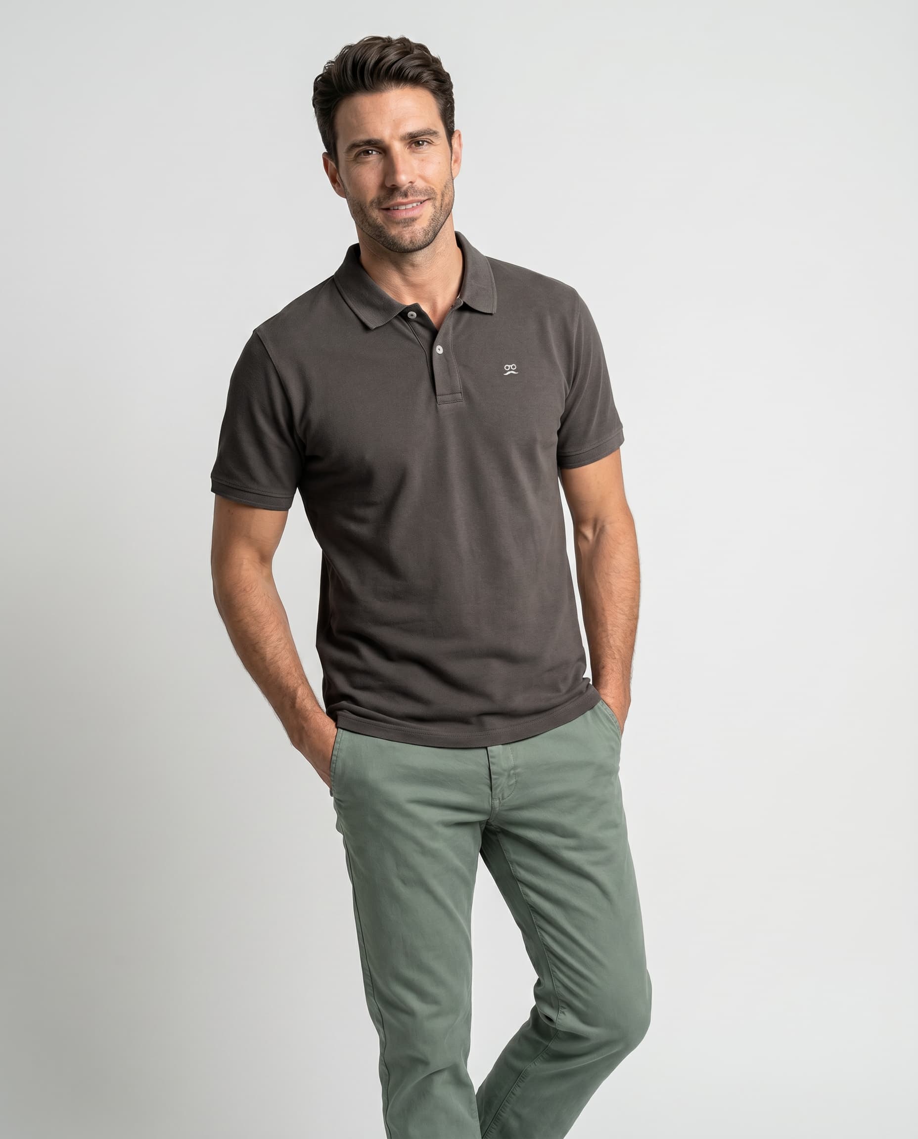 Men's Classic Short Sleeve Polo Shirt Restless Soft Charcoal