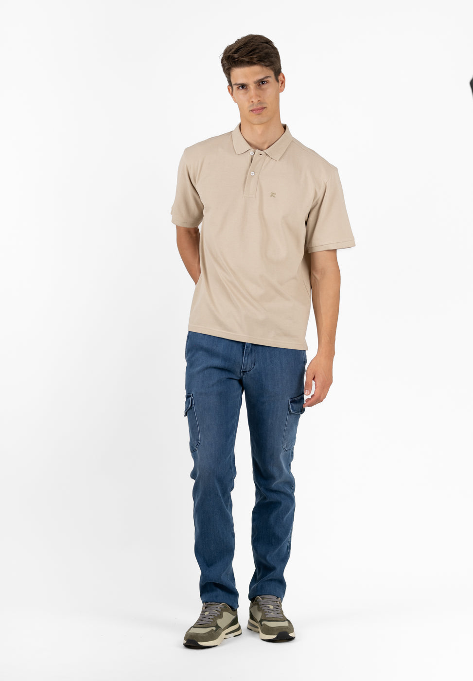 Classic Oversized Stone Short Sleeve Polo Shirt