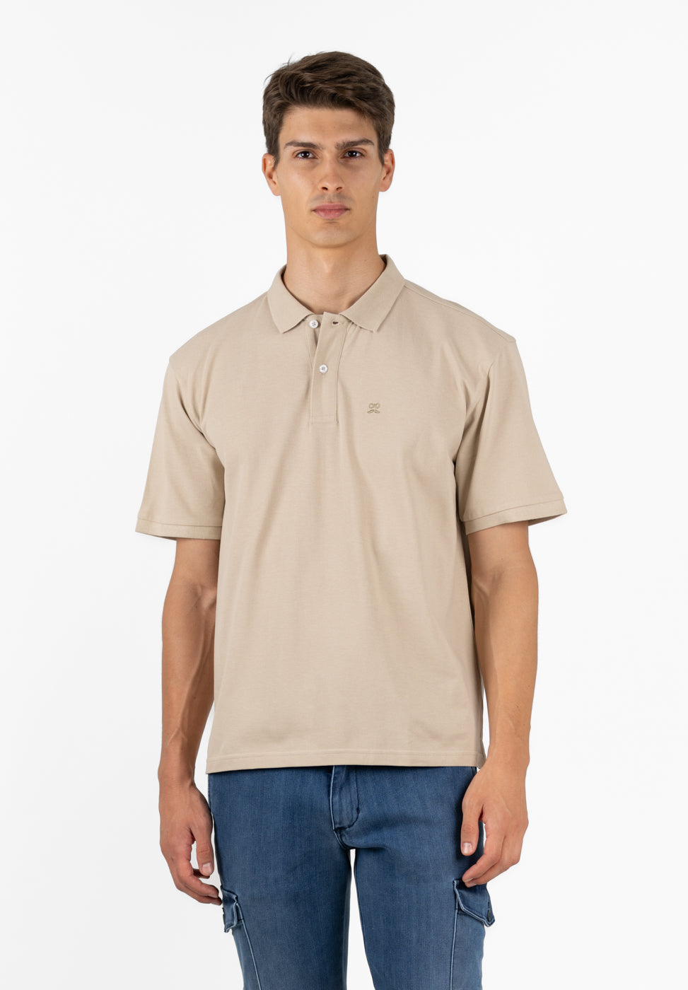 Classic Oversized Stone Short Sleeve Polo Shirt