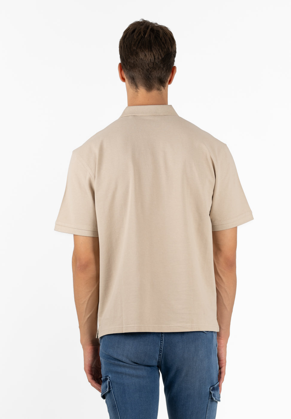 Classic Oversized Stone Short Sleeve Polo Shirt