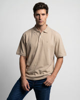 Classic Oversized Stone Short Sleeve Polo Shirt