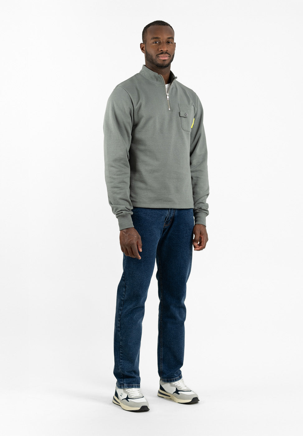 Piqué Neck Sweatshirt Sage