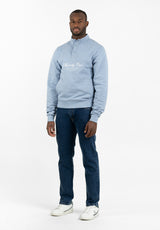 Mist Blue Snap-Neck Sweatshirt
