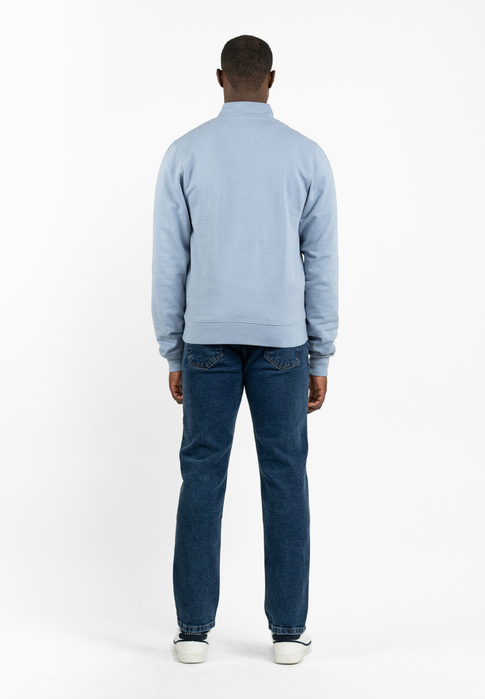 Mist Blue Snap-Neck Sweatshirt