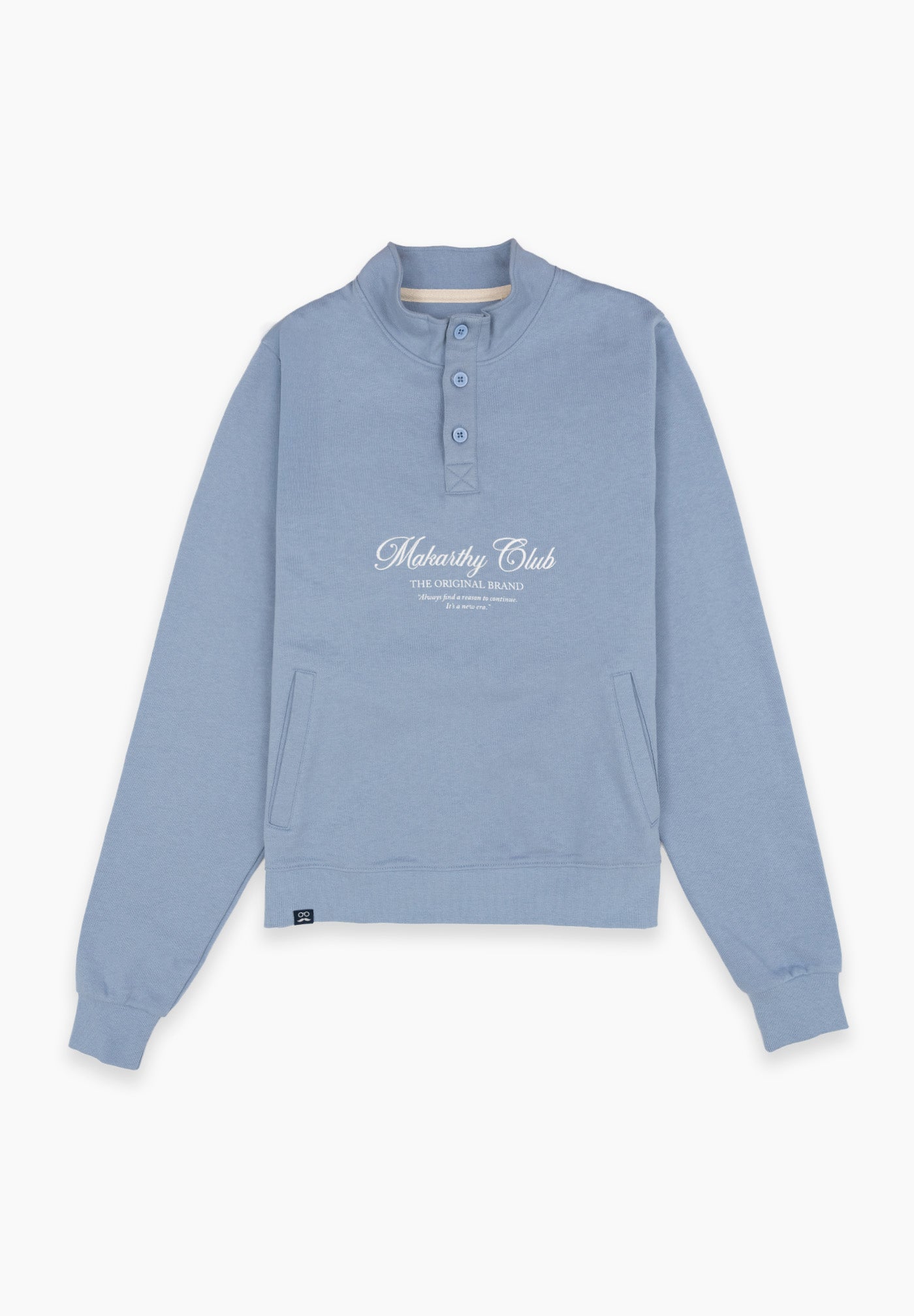 Mist Blue Snap-Neck Sweatshirt