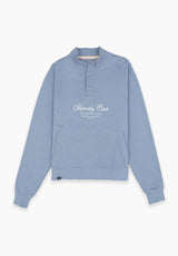Mist Blue Snap-Neck Sweatshirt