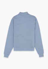 Mist Blue Snap-Neck Sweatshirt