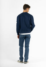 Navy Box-Neck Pocket Sweatshirt