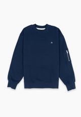 Navy Box-Neck Pocket Sweatshirt
