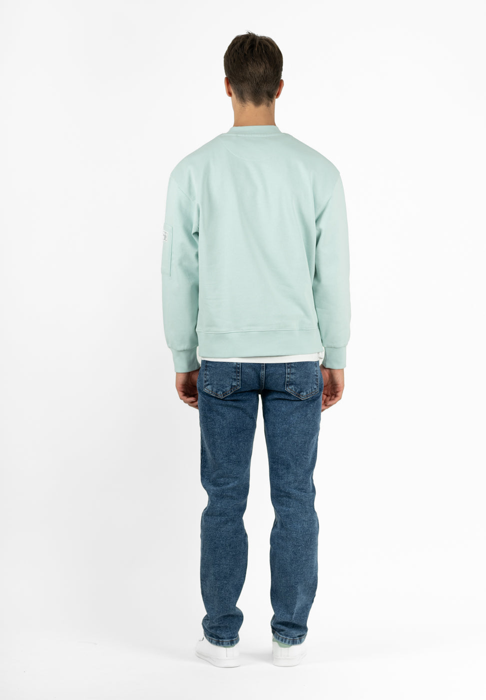 Aquamarine Crew Neck Pocket Sweatshirt