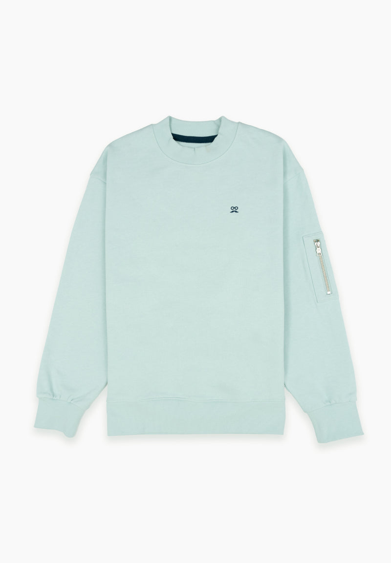 Sudadera Cuello Caja Bolsillo Agua Marina