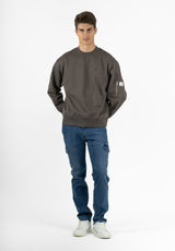 Crewneck Sweatshirt with Pocket in Charcoal