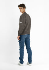 Crewneck Sweatshirt with Pocket in Charcoal