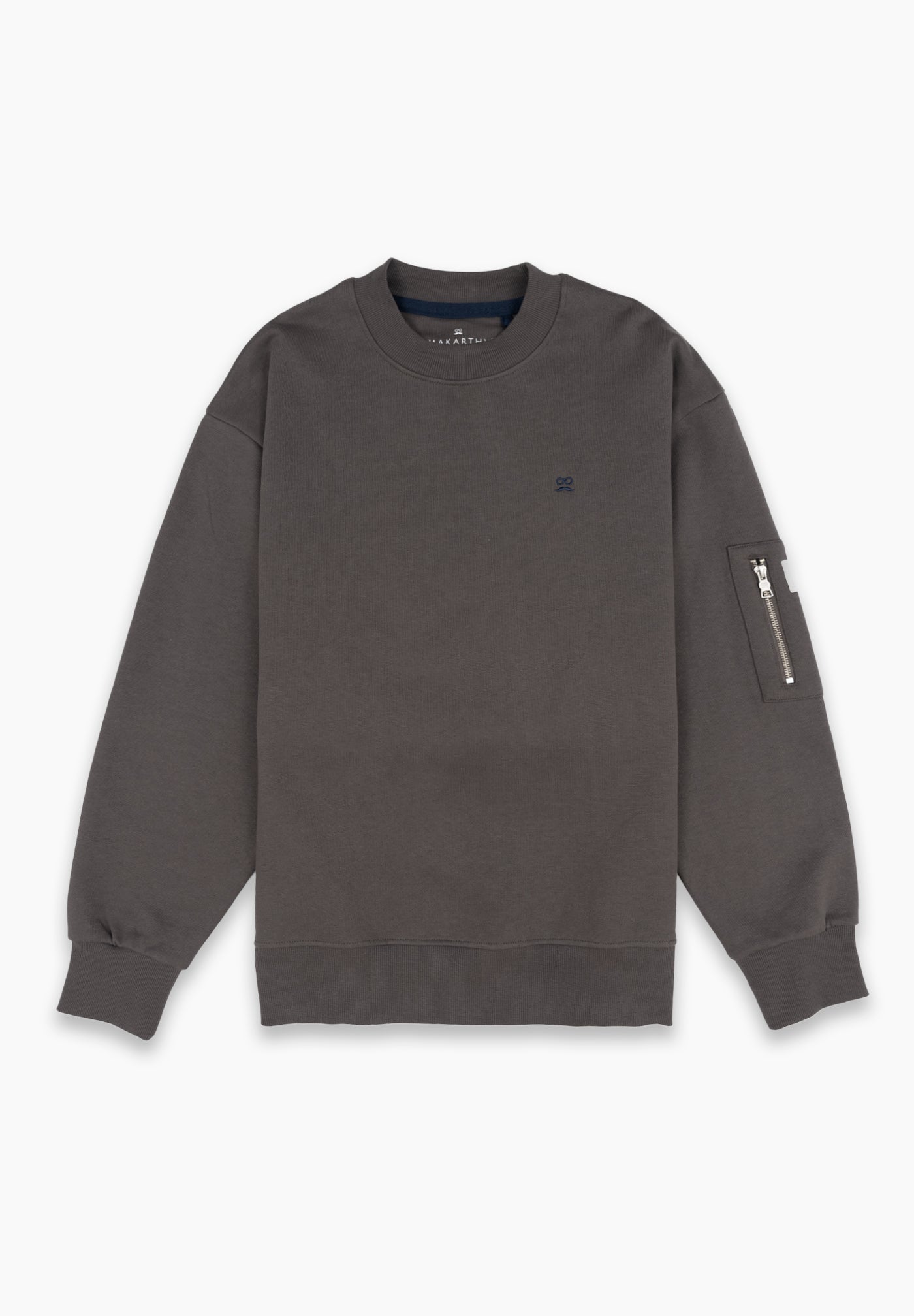 Crewneck Sweatshirt with Pocket in Charcoal