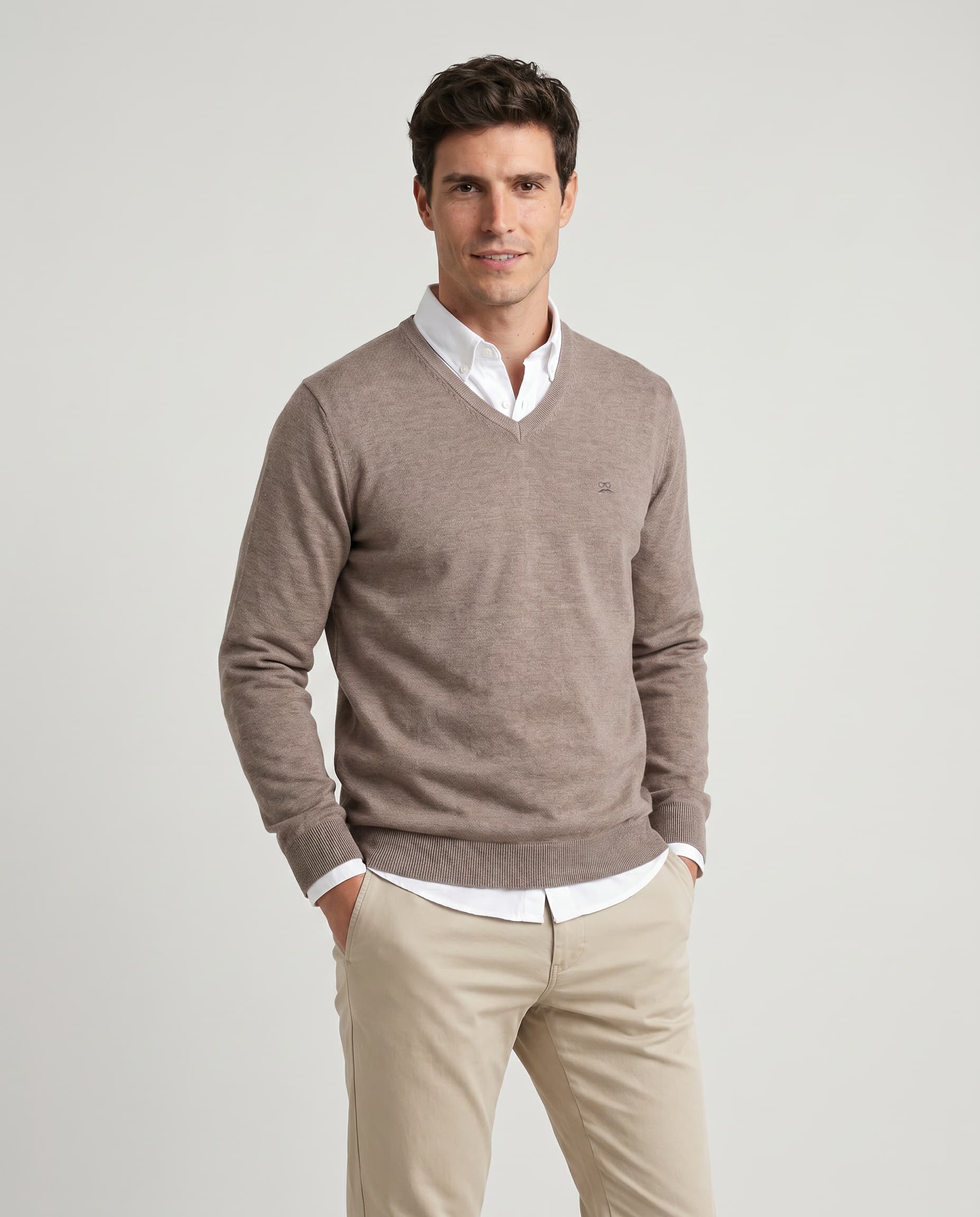 Brown V-Neck Jumper