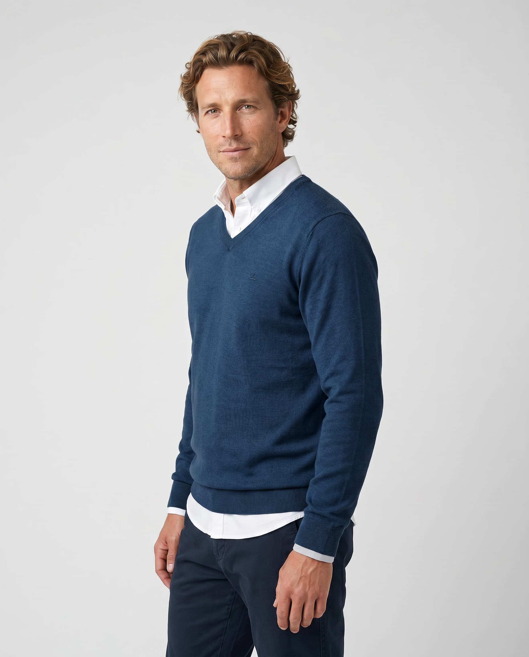 Indigo V-Neck Jumper
