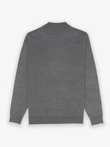 Classic Long-Sleeve Dark Gray Knit Polo Shirt