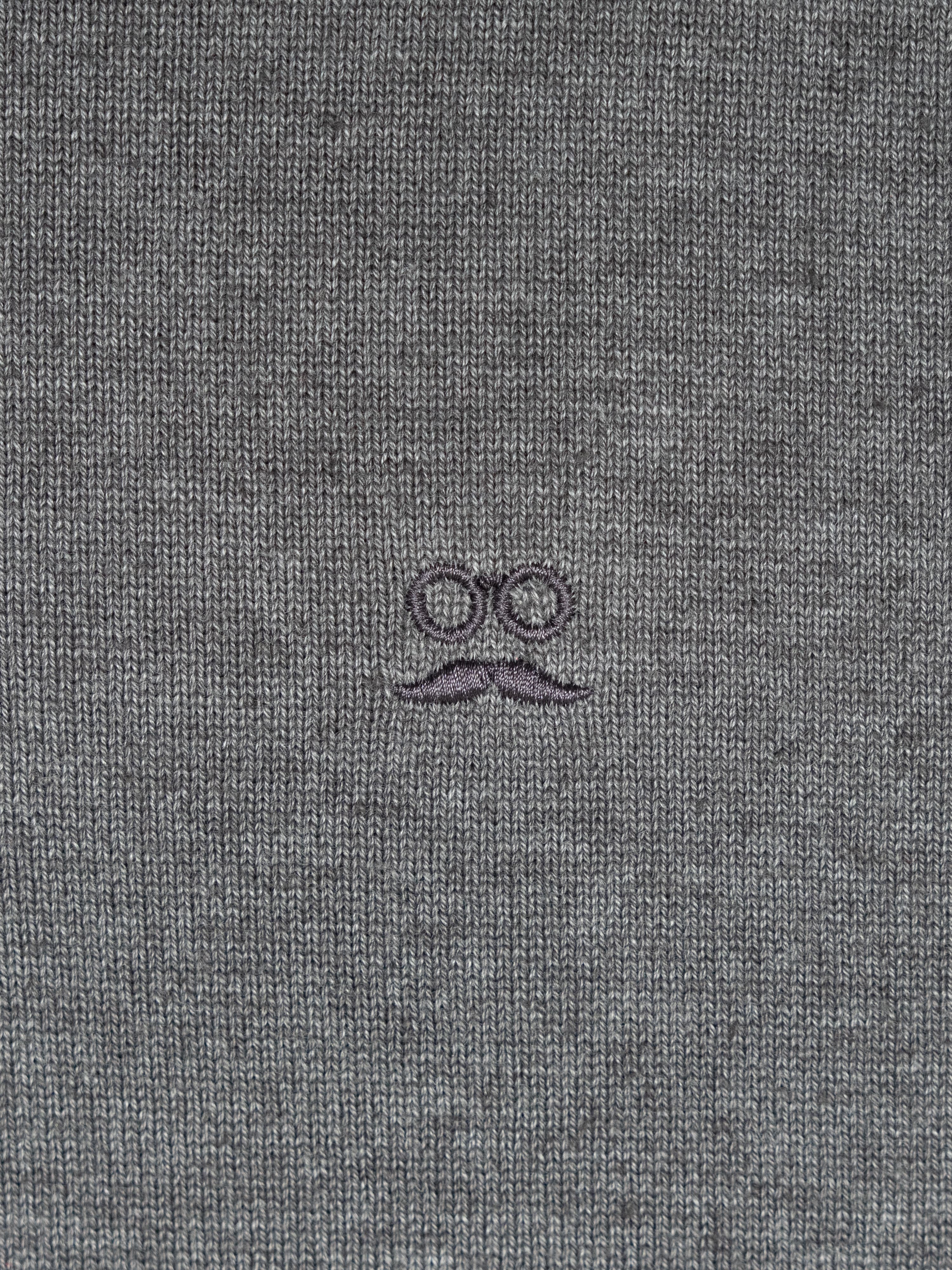 Classic Long-Sleeve Dark Gray Knit Polo Shirt
