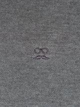 Classic Long-Sleeve Dark Gray Knit Polo Shirt