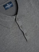 Classic Long-Sleeve Dark Gray Knit Polo Shirt