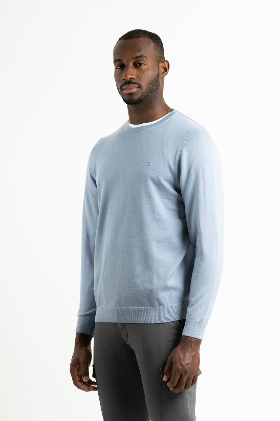 Fog Blue Crew Neck Sweater