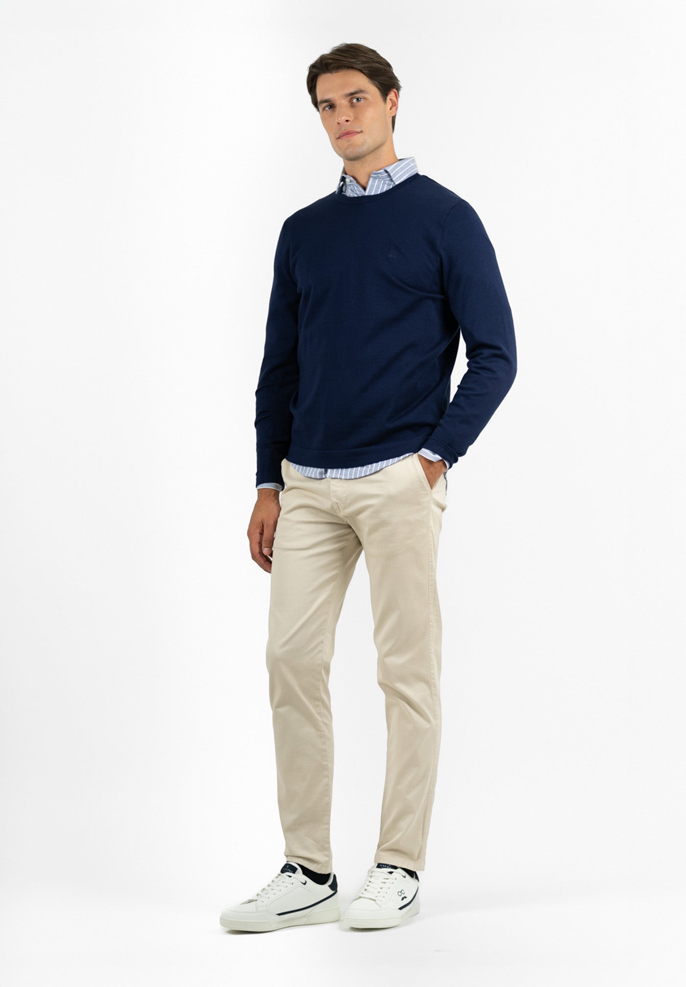 Soft Navy Round-Neck Sweater