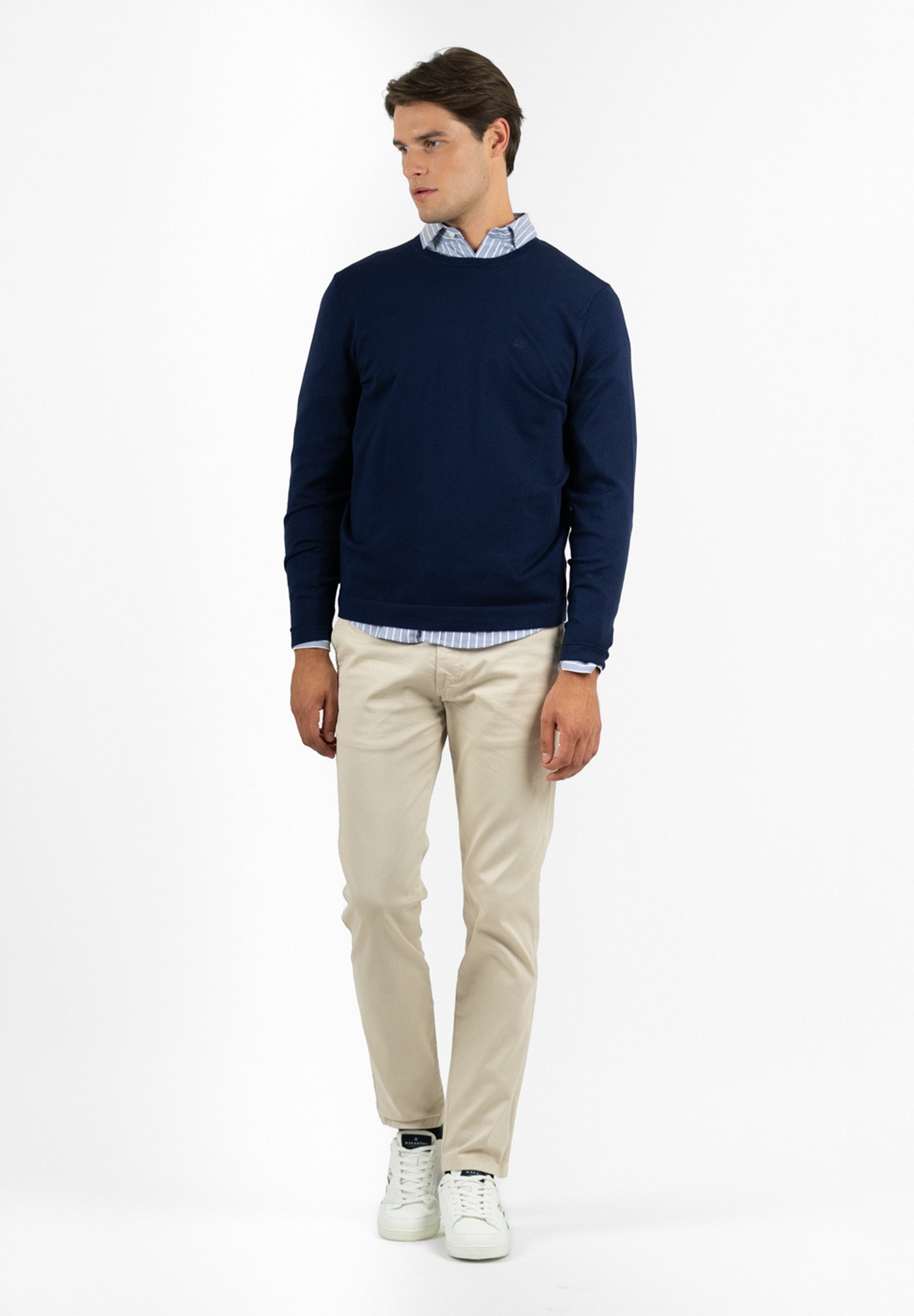 Soft Navy Round-Neck Sweater
