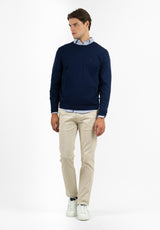 Soft Navy Round-Neck Sweater