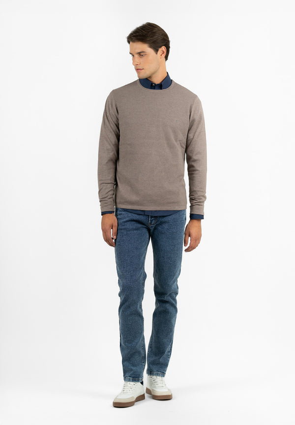 Jersey Estructura Manga Lisa Marrón