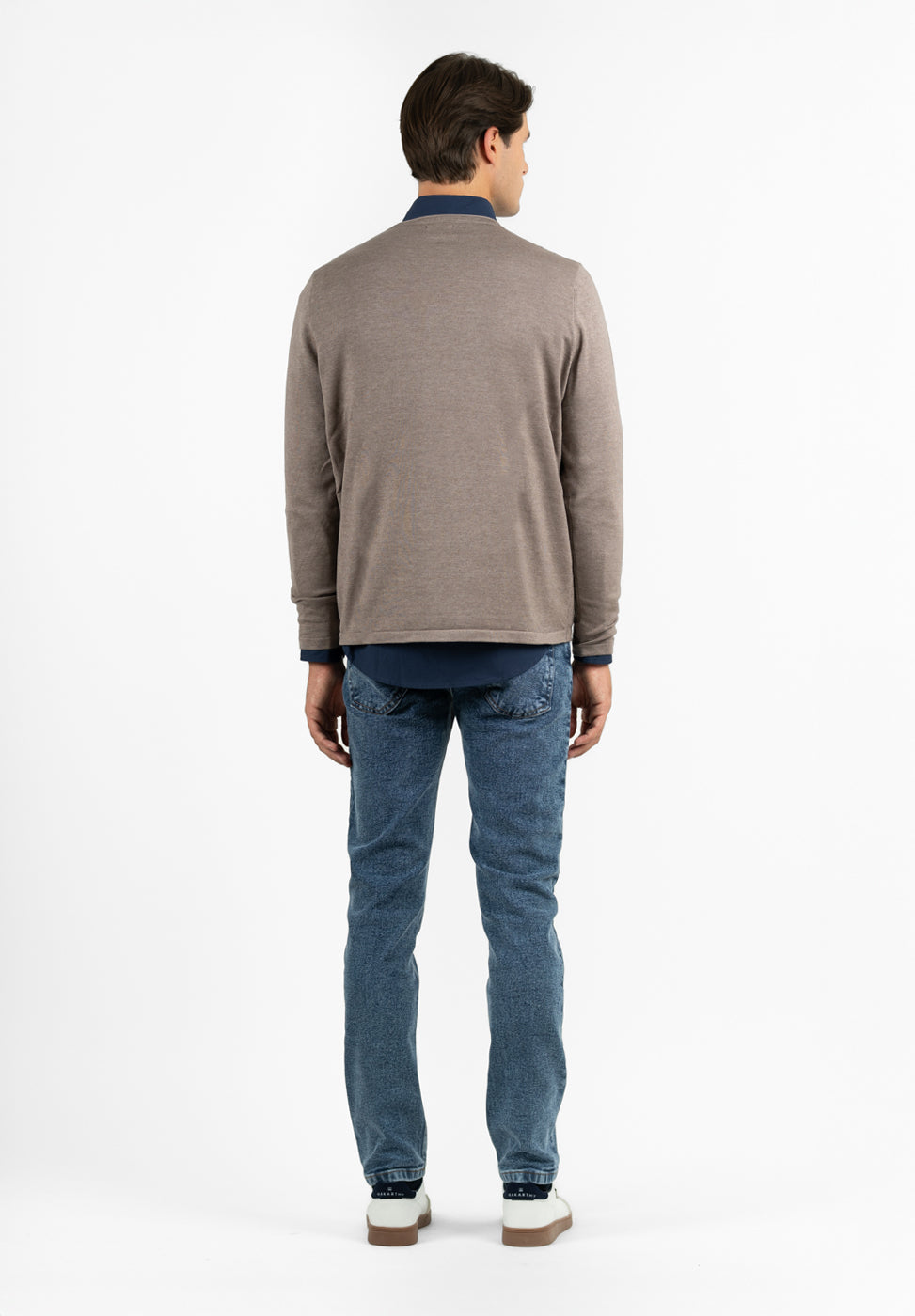 Brown Plain Sleeve Textured Jumper