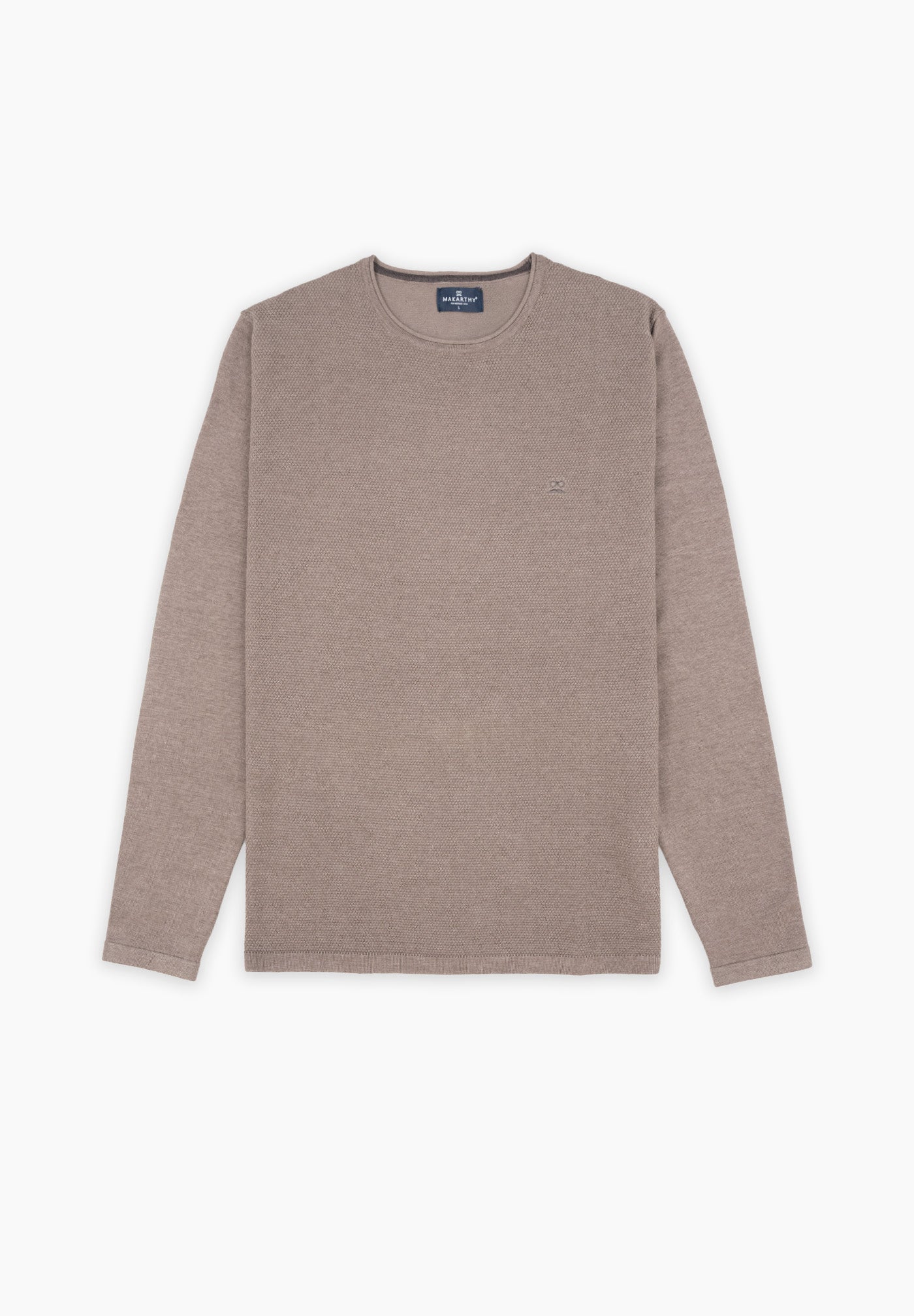 Brown Plain Sleeve Textured Jumper