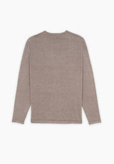 Brown Plain Sleeve Textured Jumper
