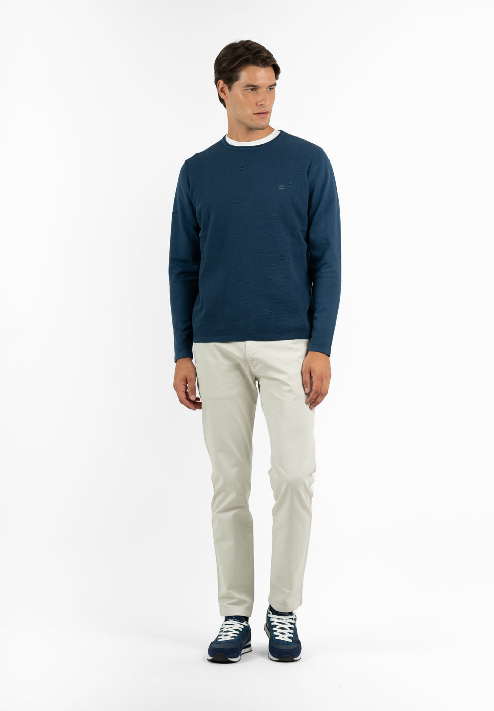 Structured Jersey with Plain Royal Sleeves