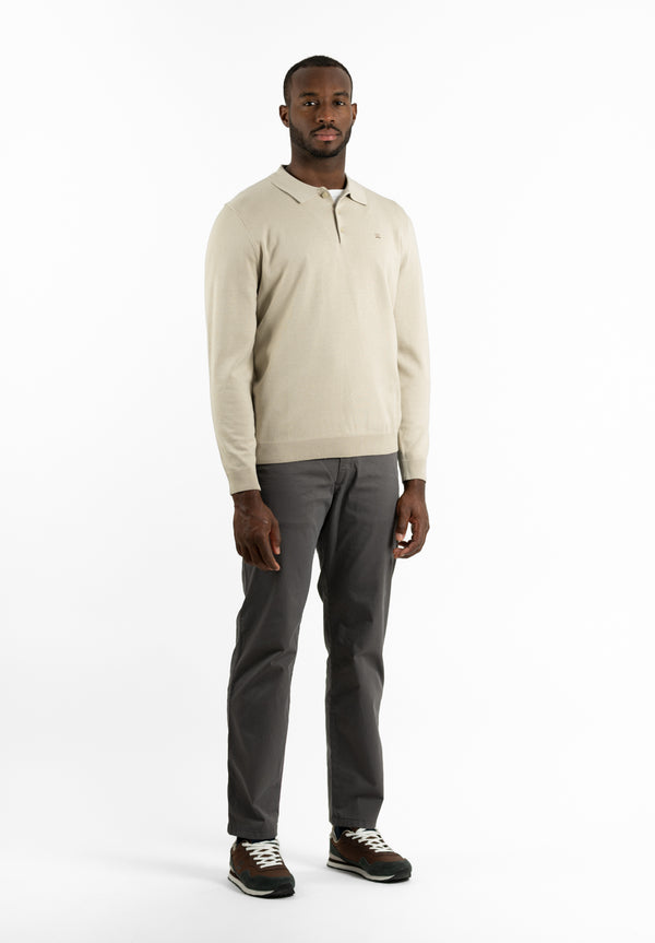 Polo Manga Larga Tricot Crudo