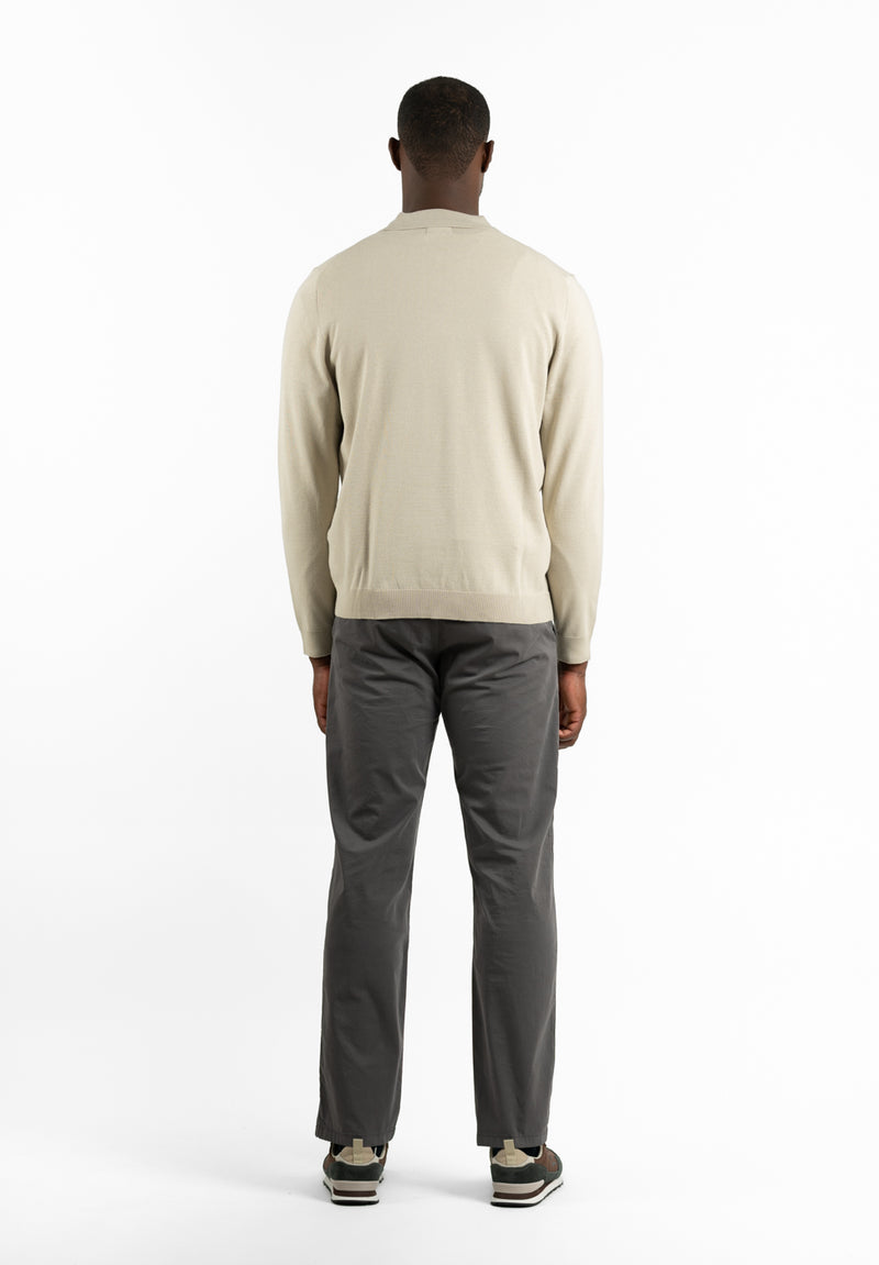 Polo Manga Larga Tricot Crudo