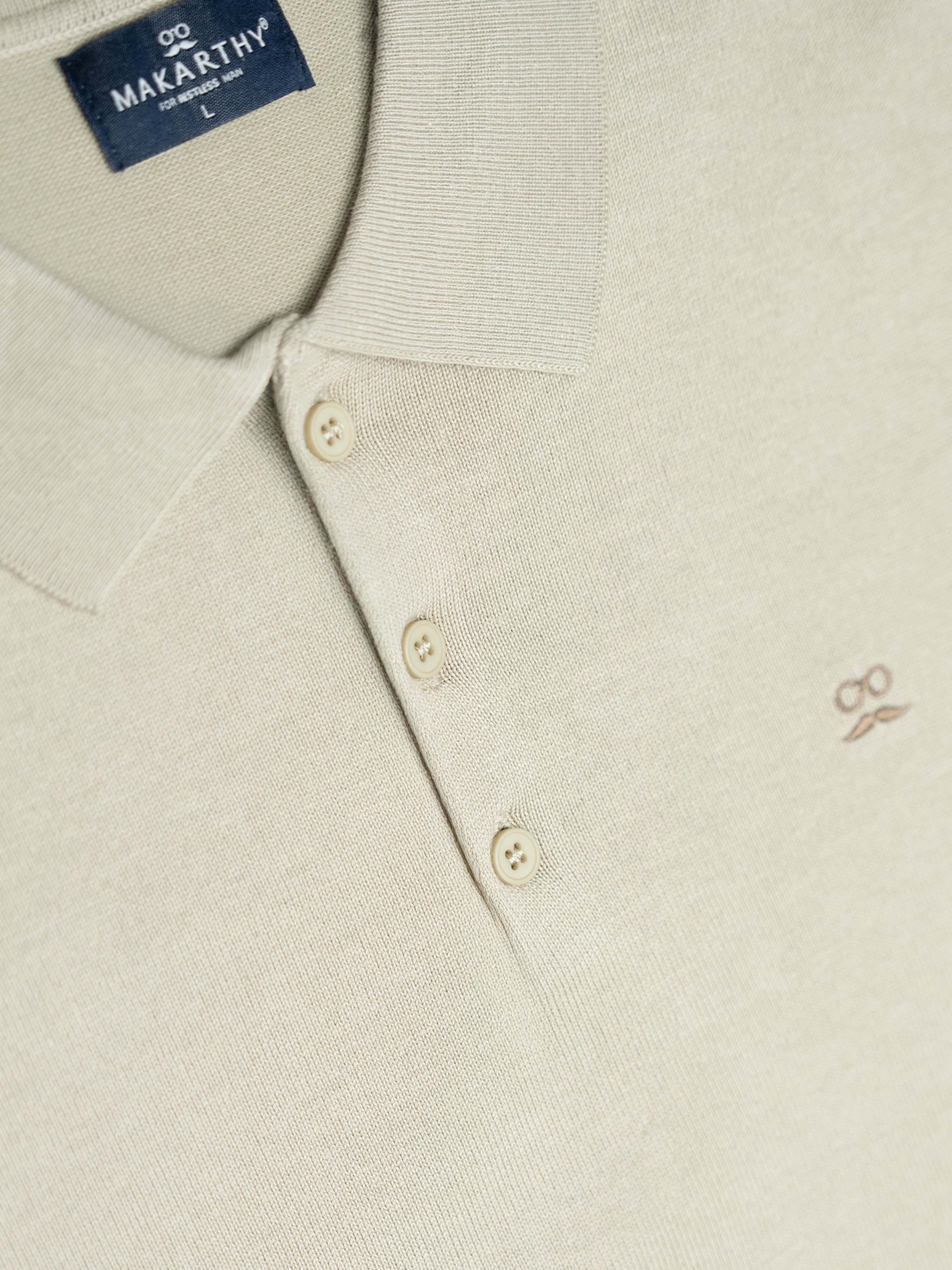 Polo Clásico Manga Larga Tricot Crudo