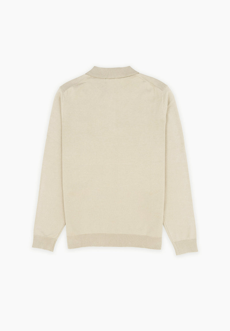 Polo Manga Larga Tricot Crudo