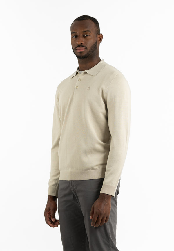 Polo Manga Larga Tricot Crudo