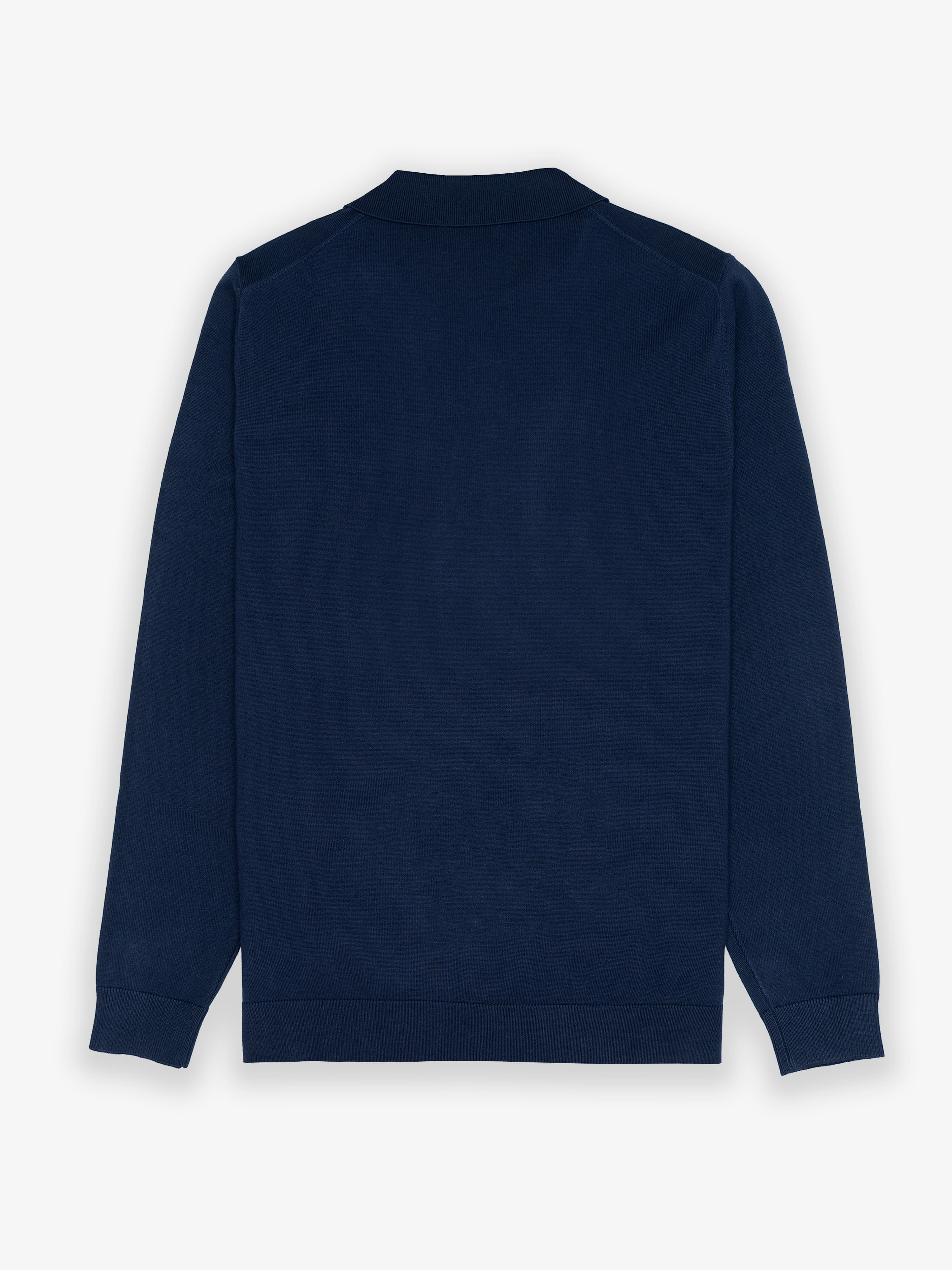 Classic Navy Knitted Long-Sleeve Polo