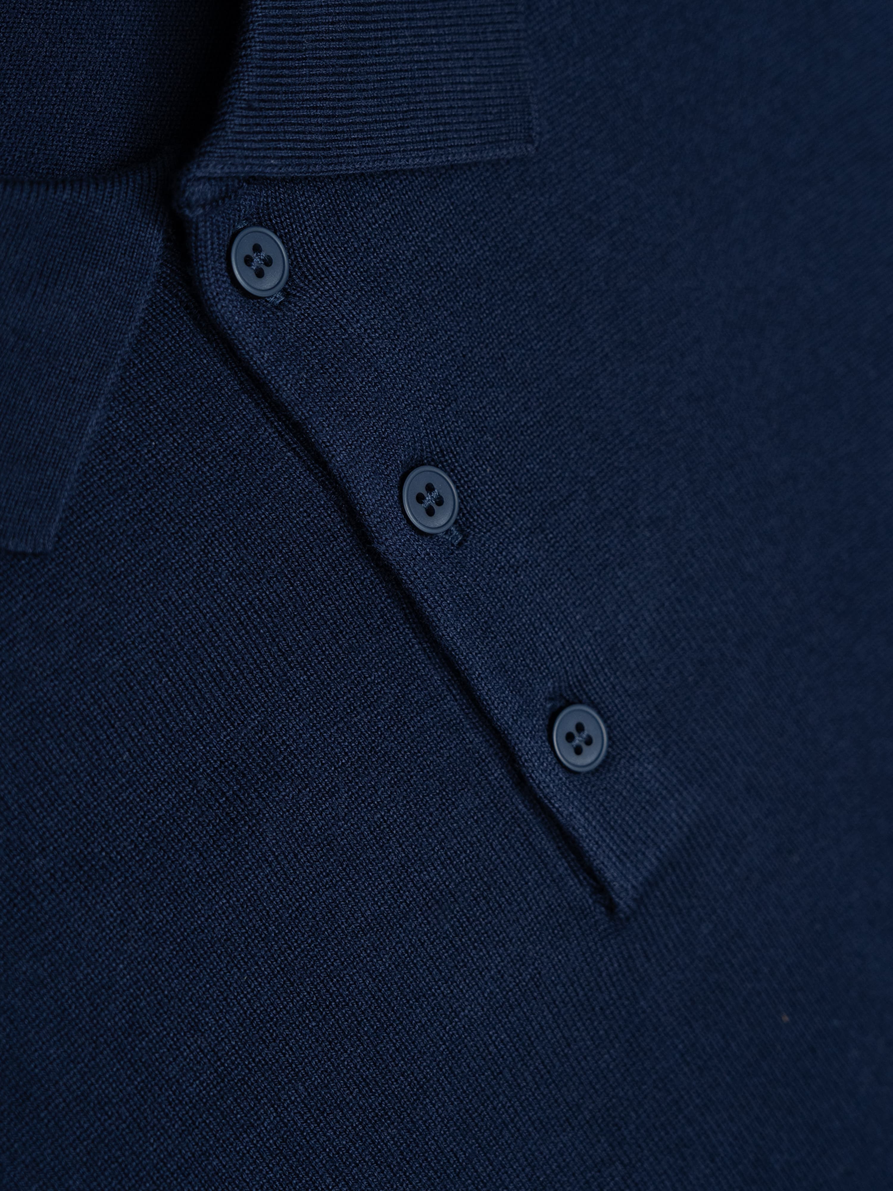 Classic Navy Knitted Long-Sleeve Polo