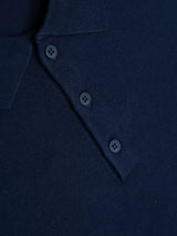 Classic Navy Knitted Long-Sleeve Polo