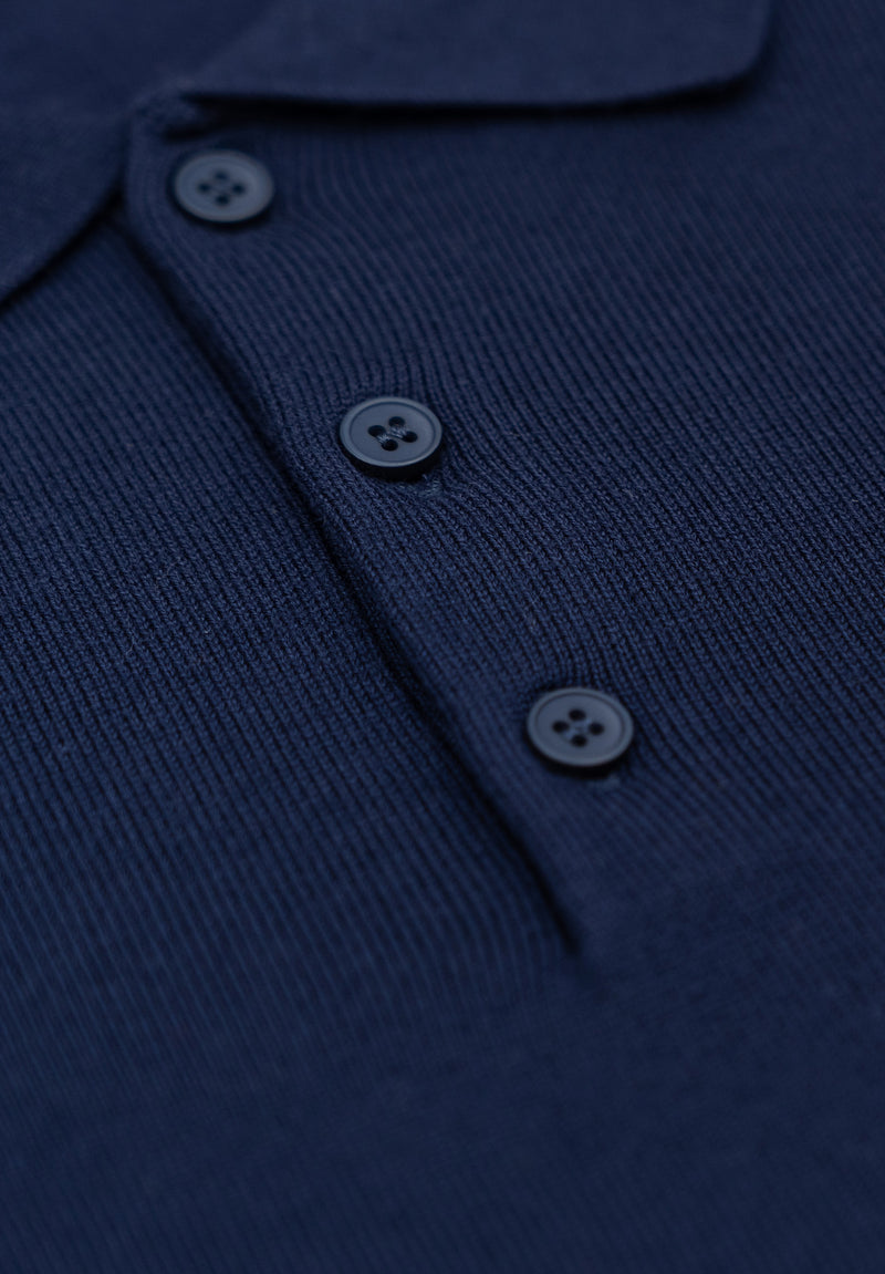 Polo Manga Larga Tricot Marino