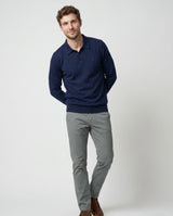 Classic Navy Knitted Long-Sleeve Polo