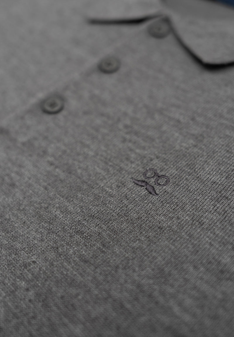 Polo Manga Larga Tricot Gris Oscuro