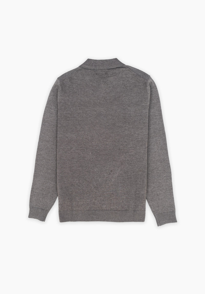 Polo Manga Larga Tricot Gris Oscuro